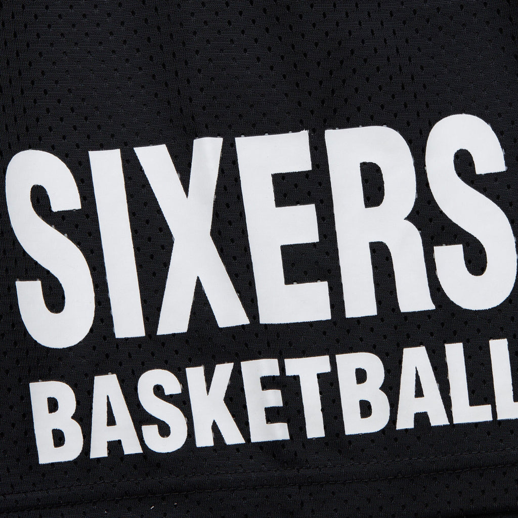 MENS MITCHELL & NESS NBA GAMEDAY MESH 7IN SHORTS VINTAGE LOGO 76ERS