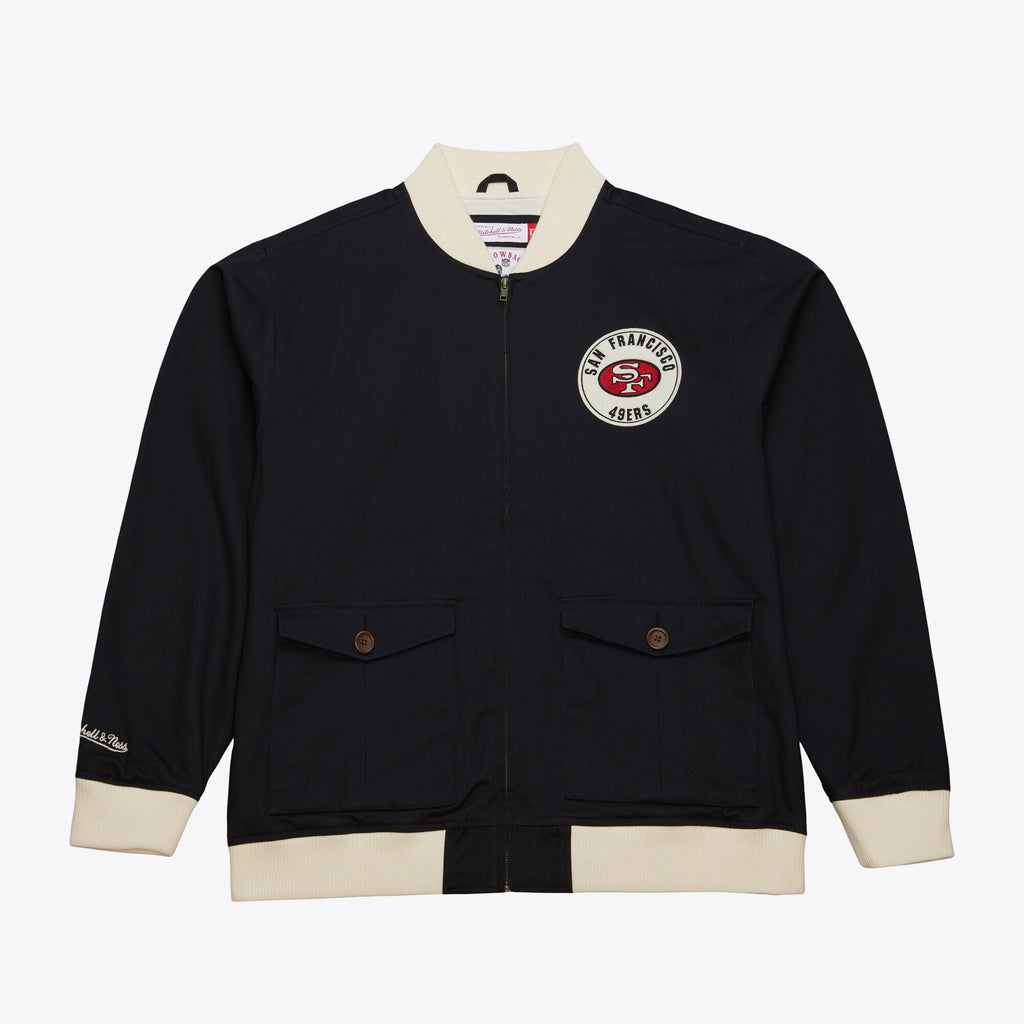 Mens Mitchell & Ness NFL REPLAY COTTON TWILL JACKET VINTAGE LOGO 49ERS