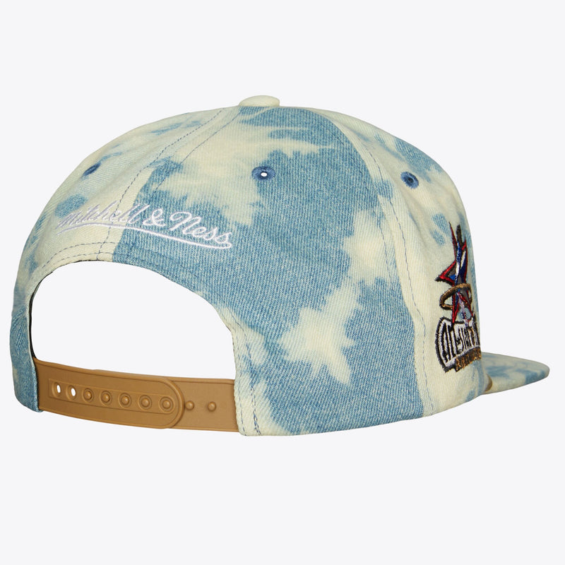 MENS MITCHELL & NESS NBA ACID WASH SNAPBACK HWC 76ERS - BLUE