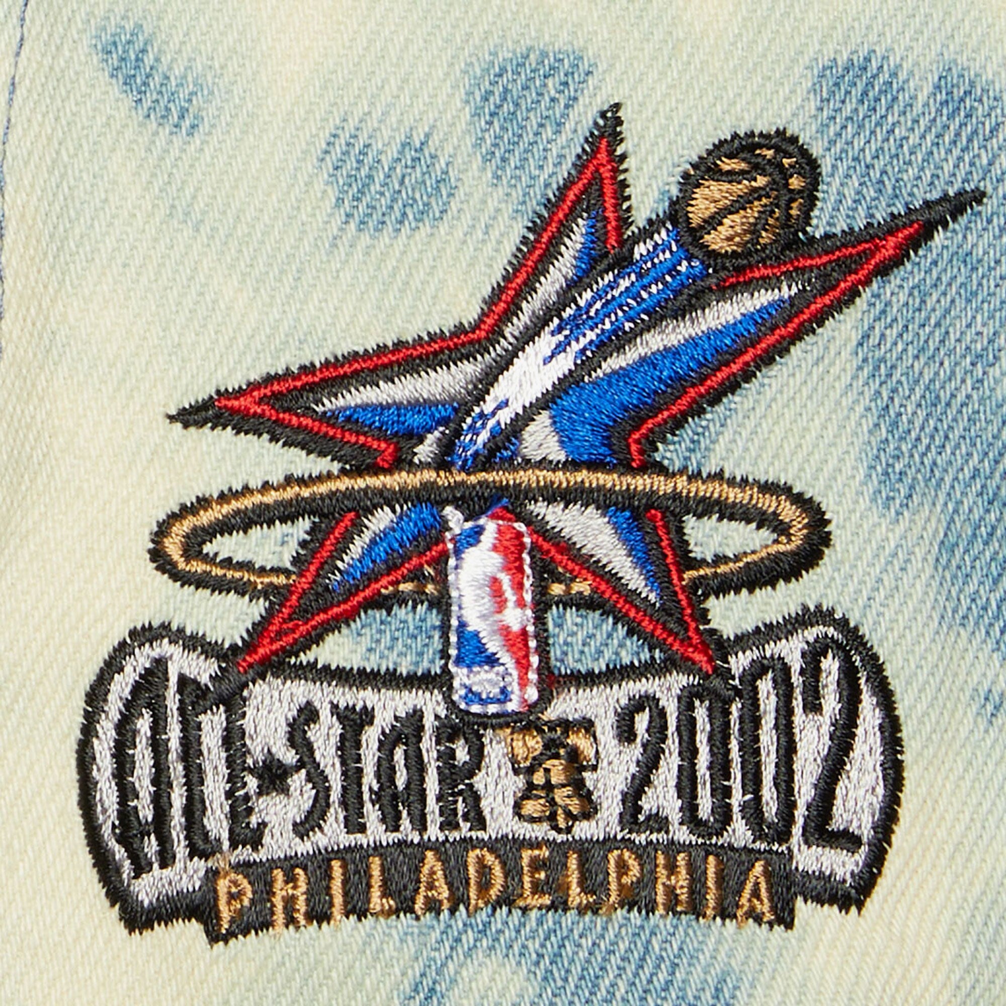 MENS MITCHELL & NESS NBA ACID WASH SNAPBACK HWC 76ERS - BLUE
