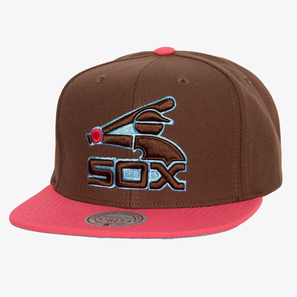 MENS MITCHELL & NESS MLB THE DAMN SNAPBACK COOP WHITE SOX - BROWN