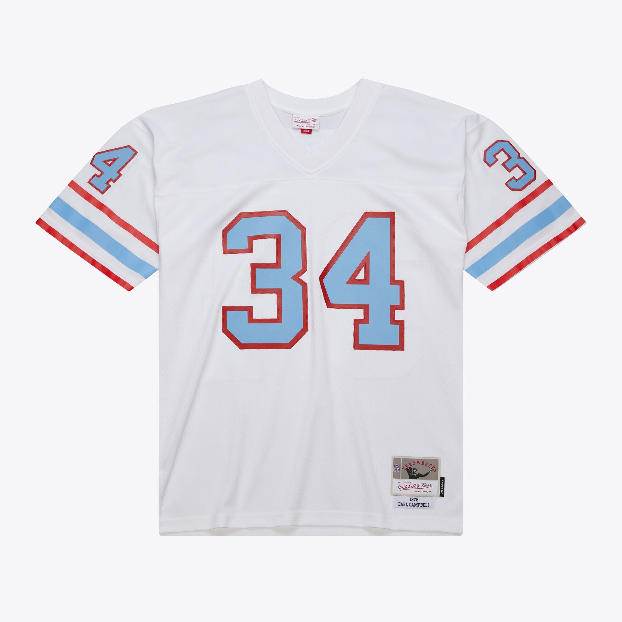Mens Mitchell & Ness NFL WHITE JERSEY OILERS 1979 EARL CAMPBELL