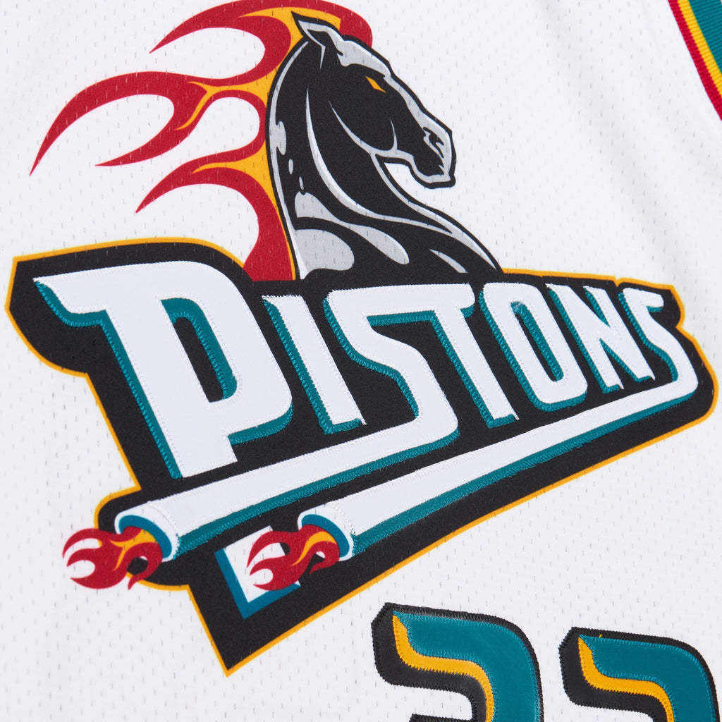 Mens Mitchell & Ness NBA WHITE JERSEY PISTONS 2000 GRANT HILL