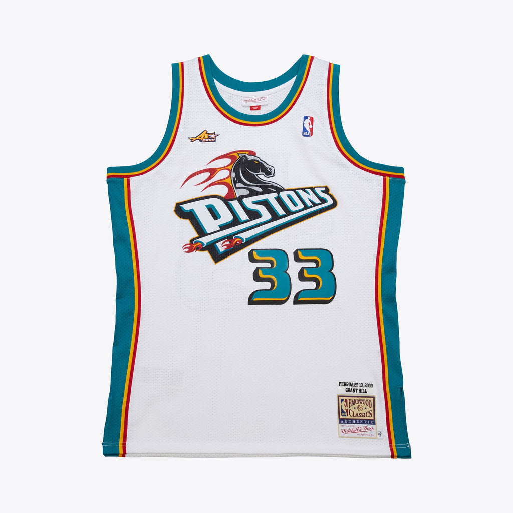 Mens Mitchell & Ness NBA WHITE JERSEY PISTONS 2000 GRANT HILL