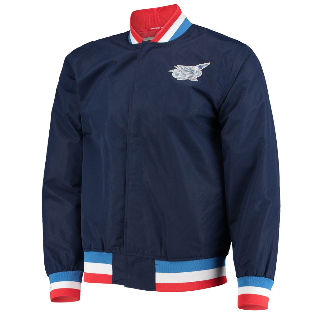 [OJBF1201-HROYYPPPBLUE] MENS MITCHELL & NESS 75TH ANNI WARM UP JACKET ROCKETS