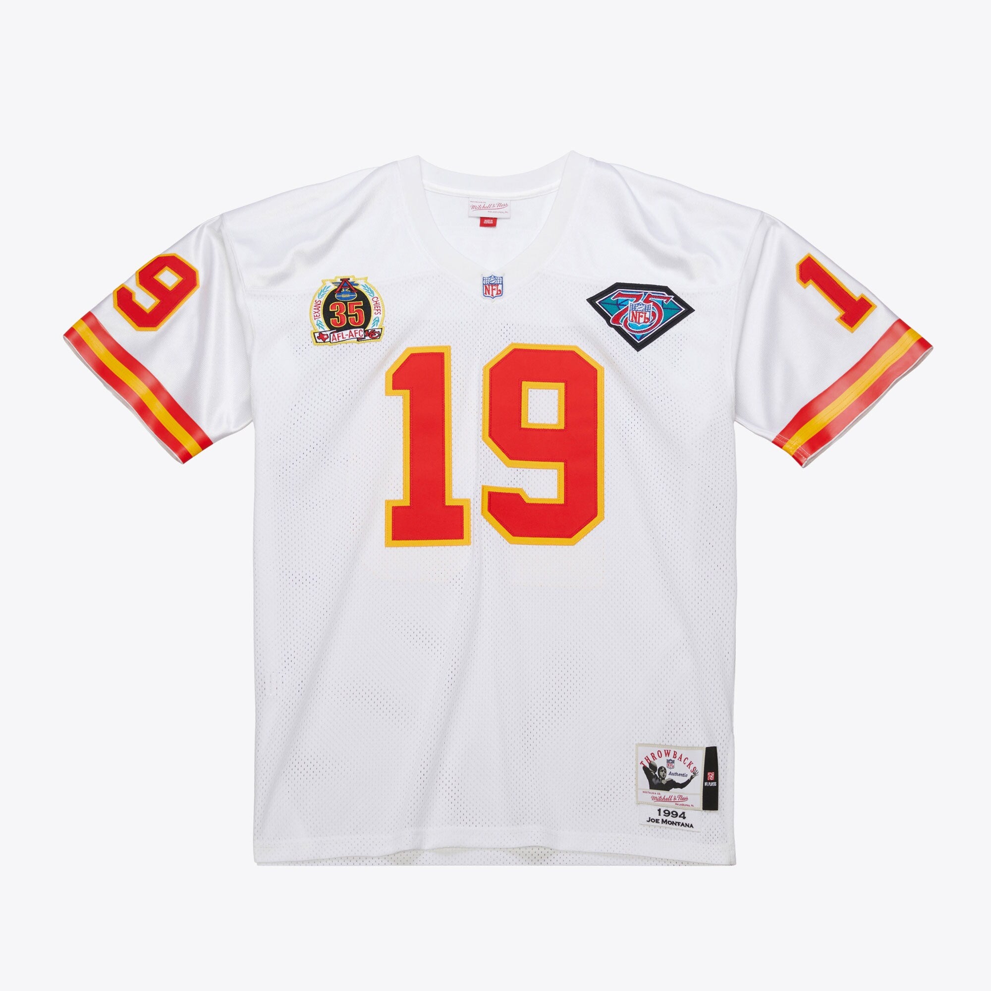 MENS MITCHELL & NESS NFL WHITE JERSEY CHIEFS 1994 JOE MONTANA