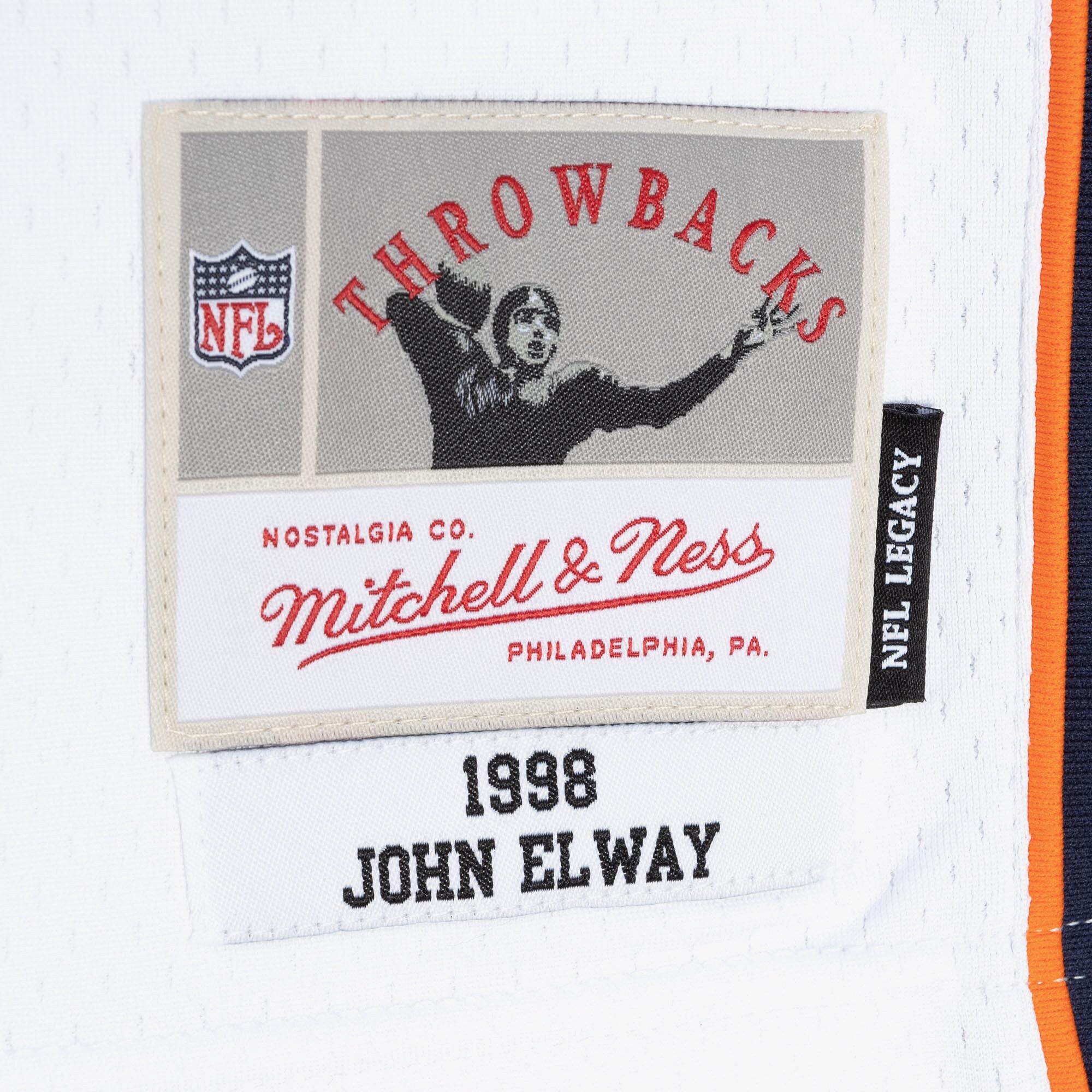 Mens Mitchell & Ness NFL WHITE JERSEY BRONCOS 1998 JOHN ELWAY
