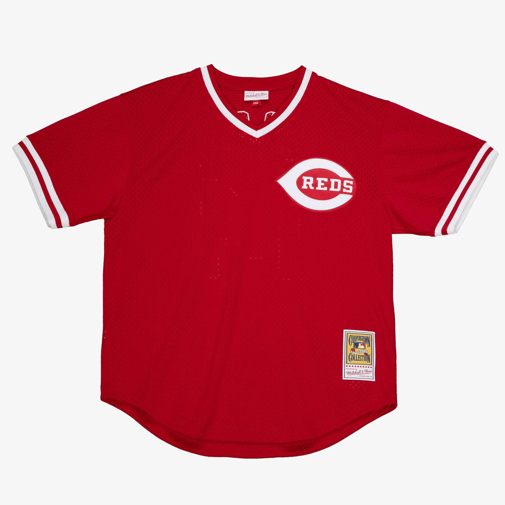 Mens Mitchell & Ness MLB AUTHENTIC BP JERSEY - PULLOVER REDS 1983 JOHNNY BENCH
