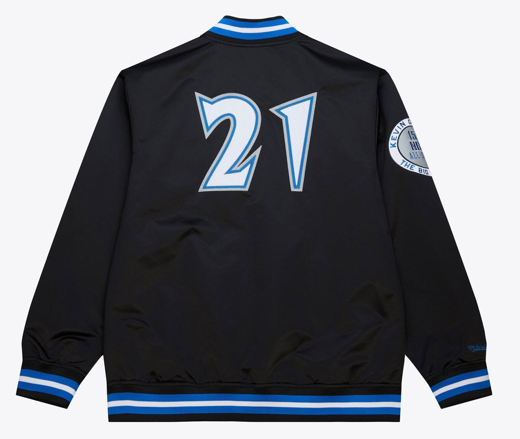 MENS MITCHELL & NESS NBA SATIN JACKET VINTAGE LOGO TIMBERWOLVES KEVIN GARNETT