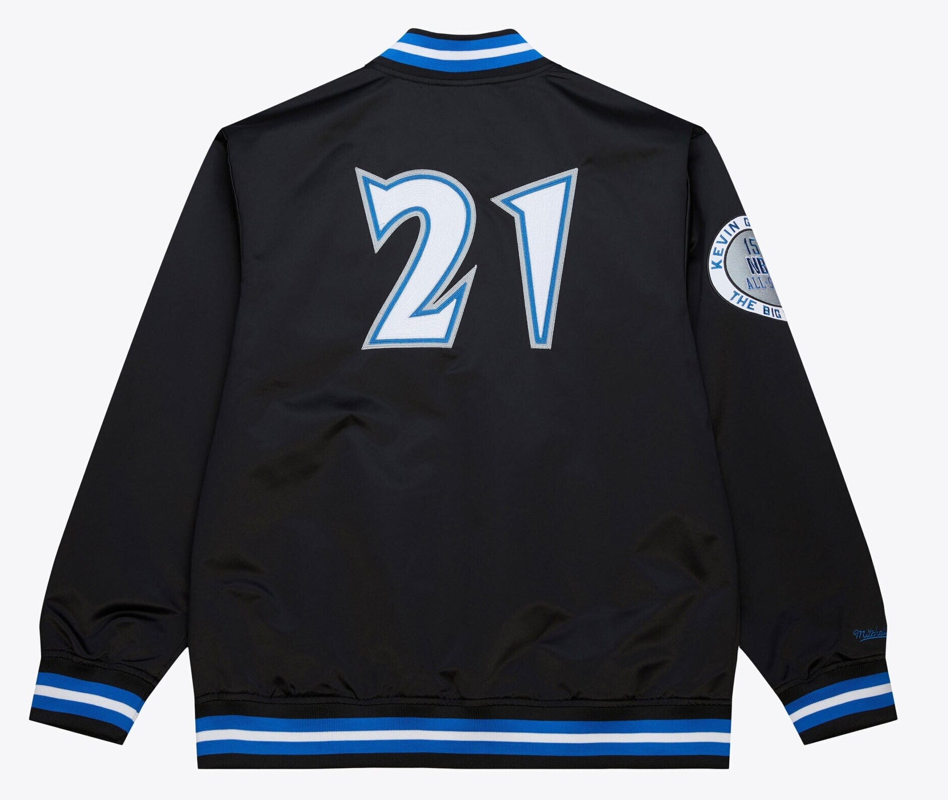 MENS MITCHELL & NESS NBA SATIN JACKET VINTAGE LOGO TIMBERWOLVES KEVIN GARNETT