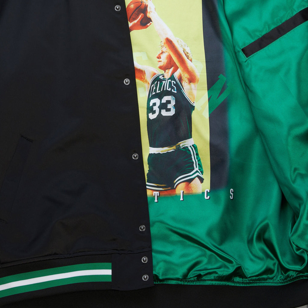 MENS MITCHELL & NESS NBA LEGENDS SATIN JACKET VINTAGE LOGO CELTICS LARRY BIRD