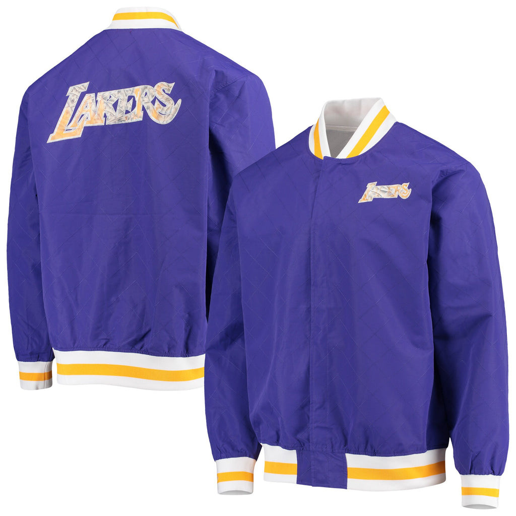 [OJBF1201-LALYYPPPDKPR] MENS MITCHELL & NESS 75TH ANNI WARM UP JACKET LAKERS