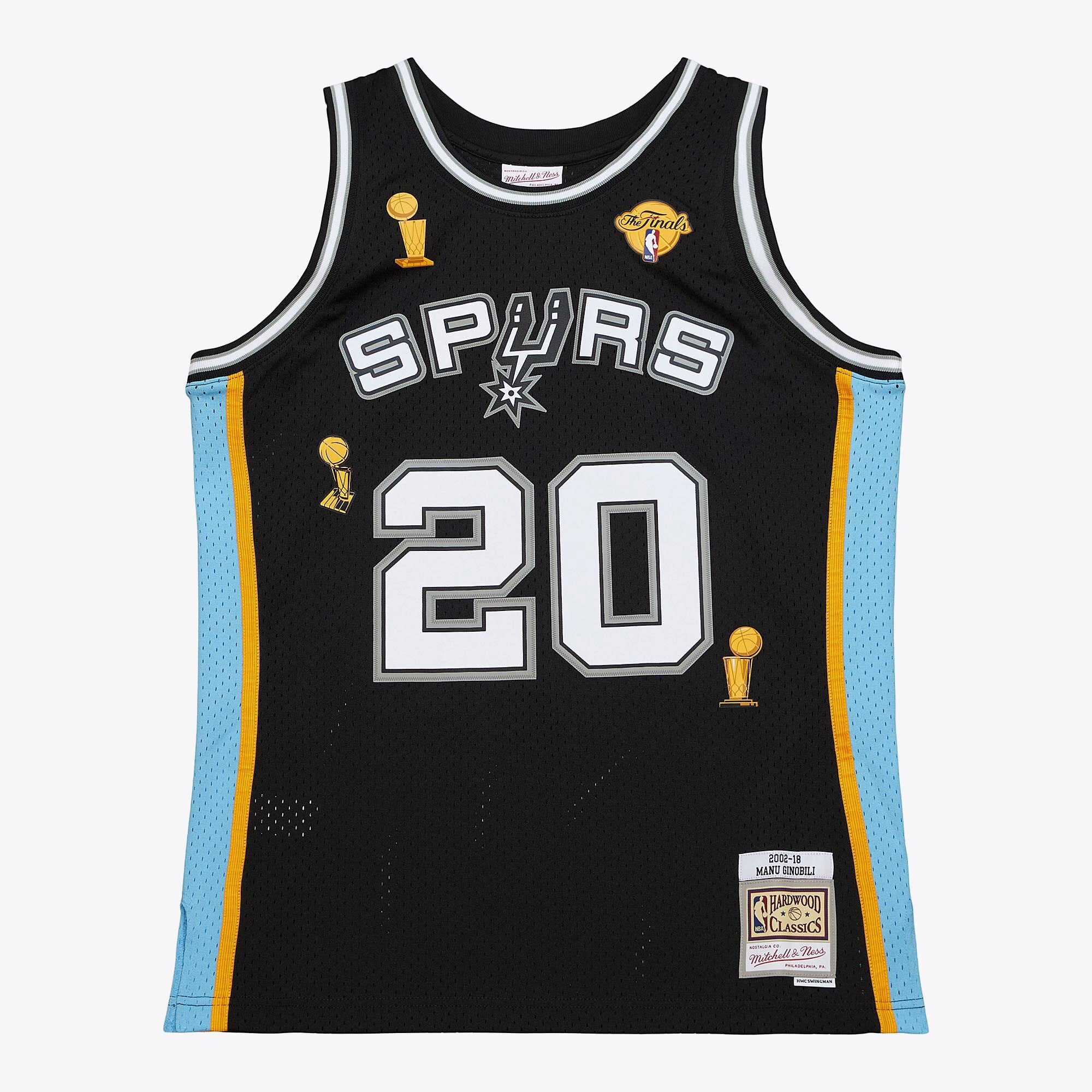 MENS MITCHELL & NESS NUMBER RETIREMENT JERSEY SPURS 2002 MANU GINOBILI