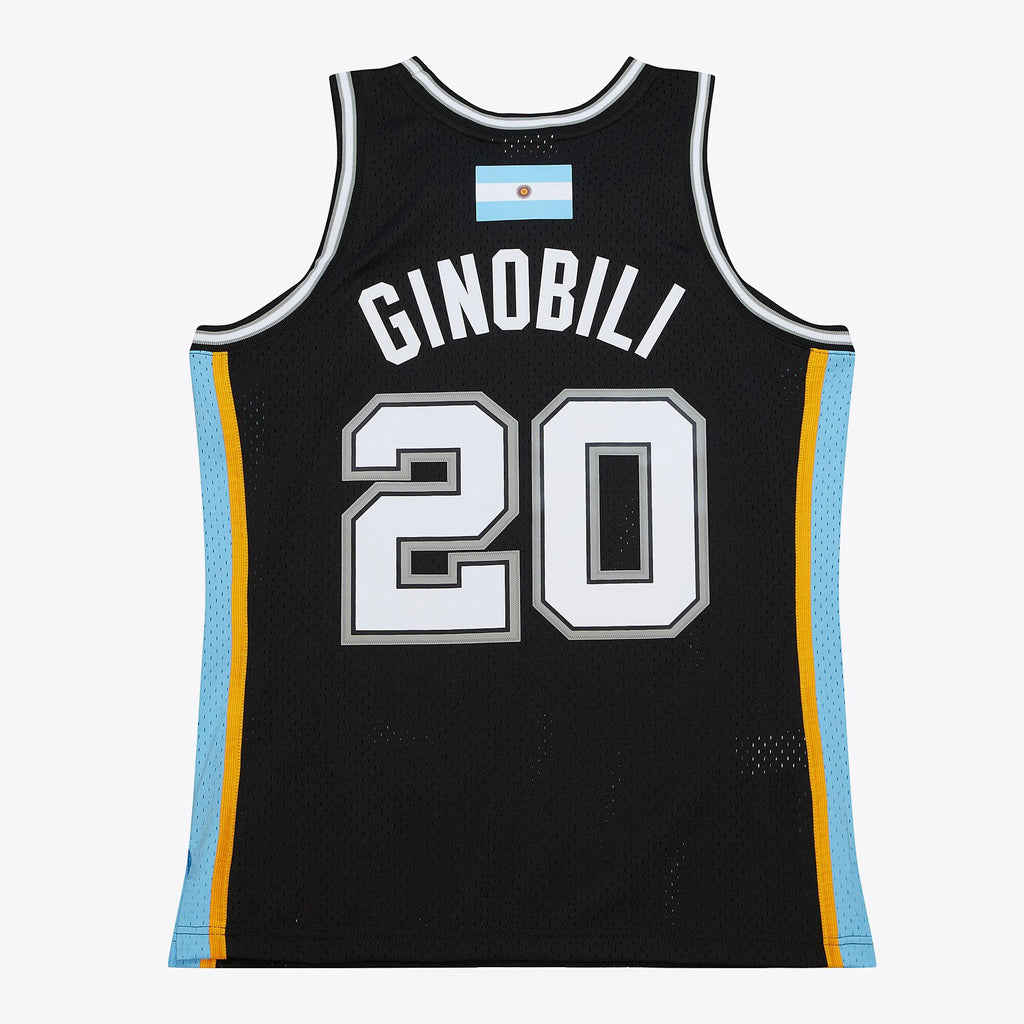 MENS MITCHELL & NESS NUMBER RETIREMENT JERSEY SPURS 2002 MANU GINOBILI