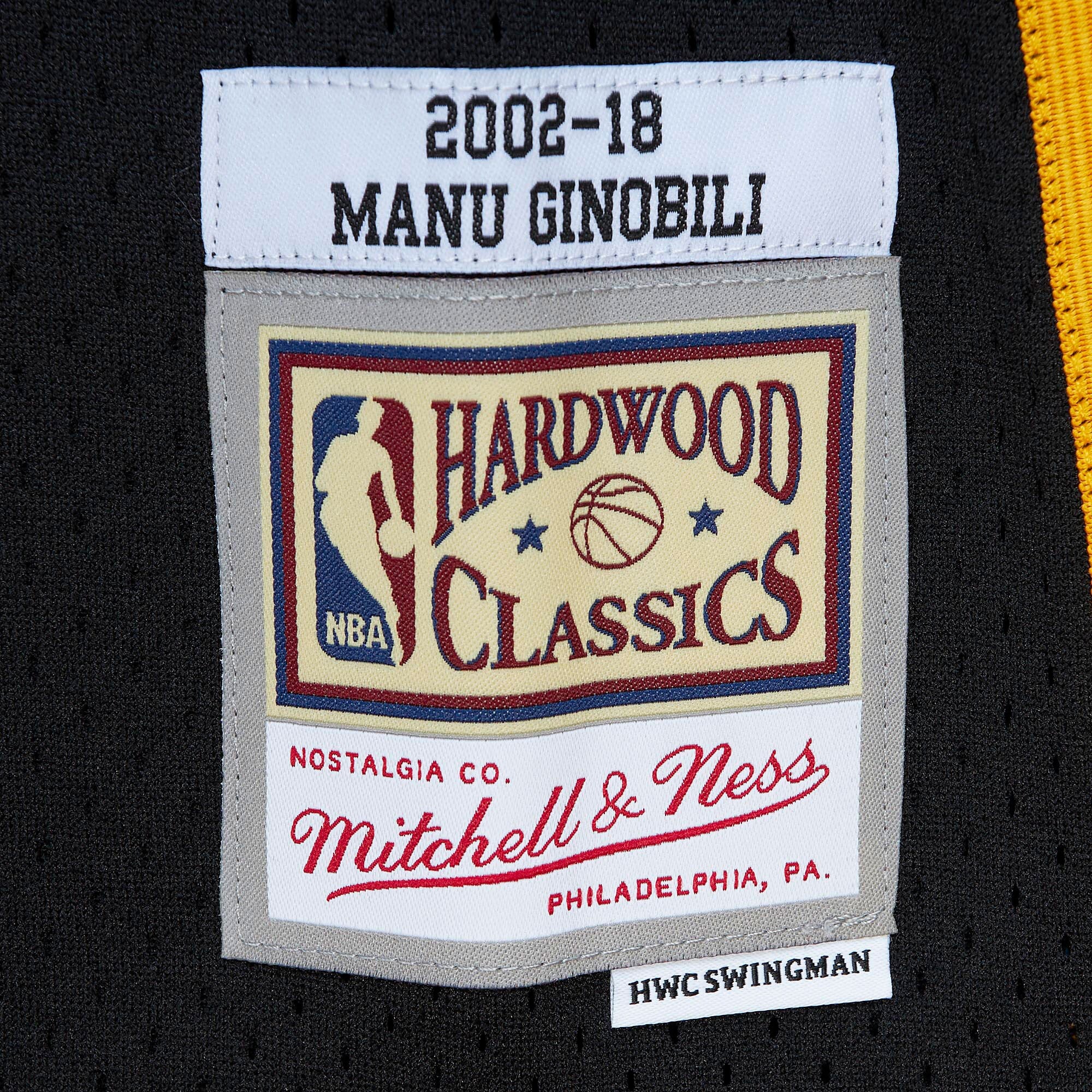 MENS MITCHELL & NESS NUMBER RETIREMENT JERSEY SPURS 2002 MANU GINOBILI