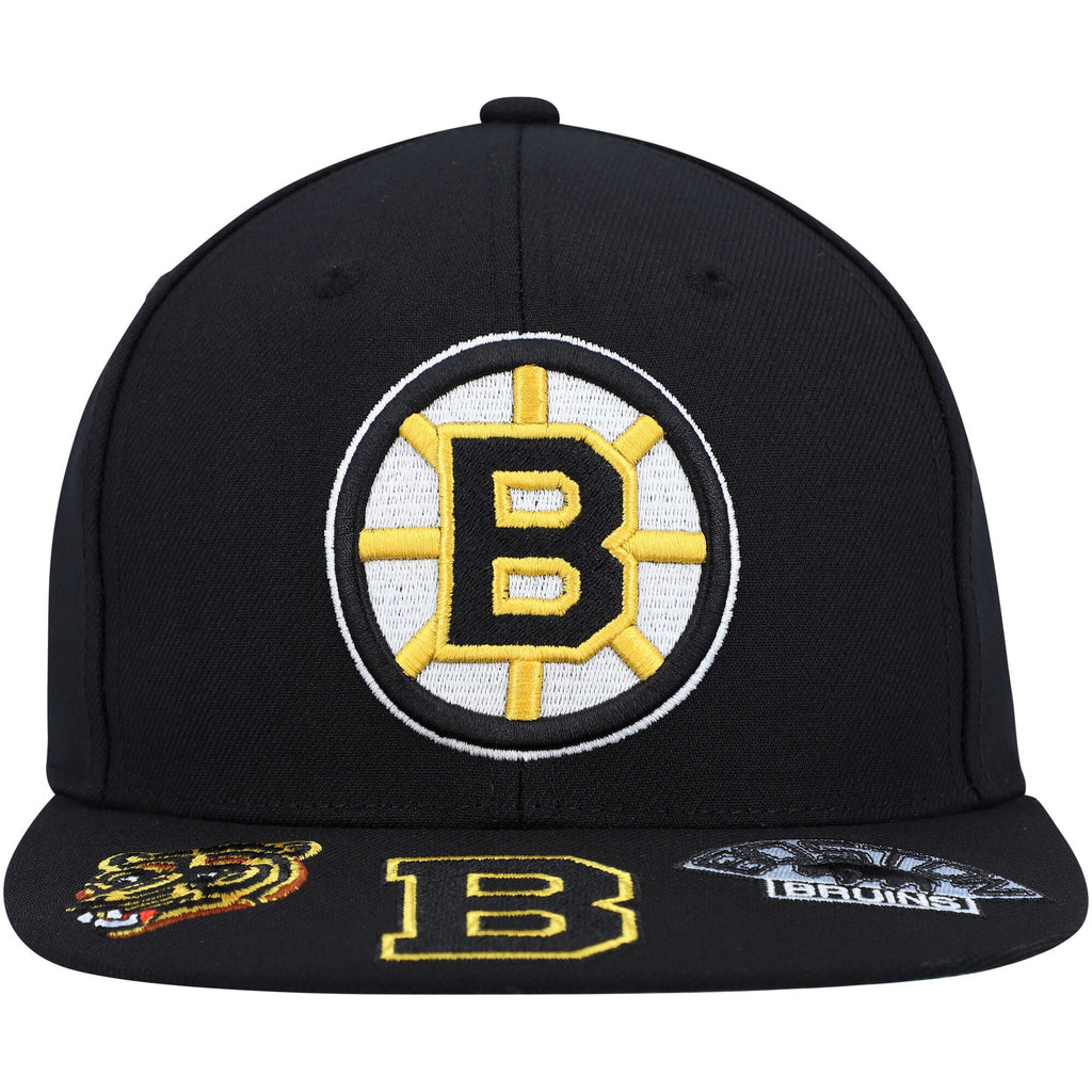 MENS MITCHELL & NESS NHL VINTAGE HAT TRICK SNAPBACK BRUINS - BLACK