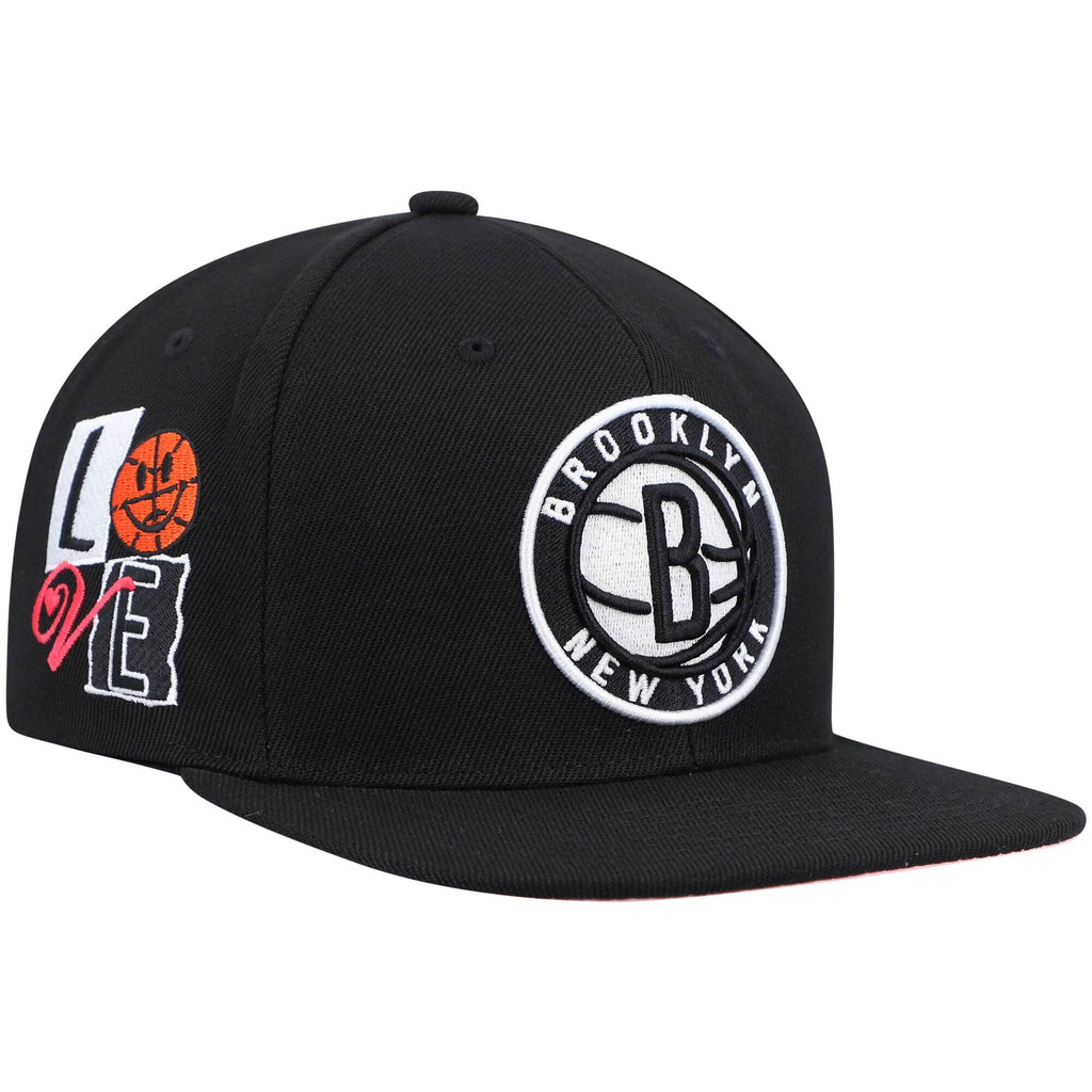 [6HSSSH21228-BNEBLCK] MENS MITCHELL & NESS NBA BROOKLYN NETS ALL LOVE SNAPBACK