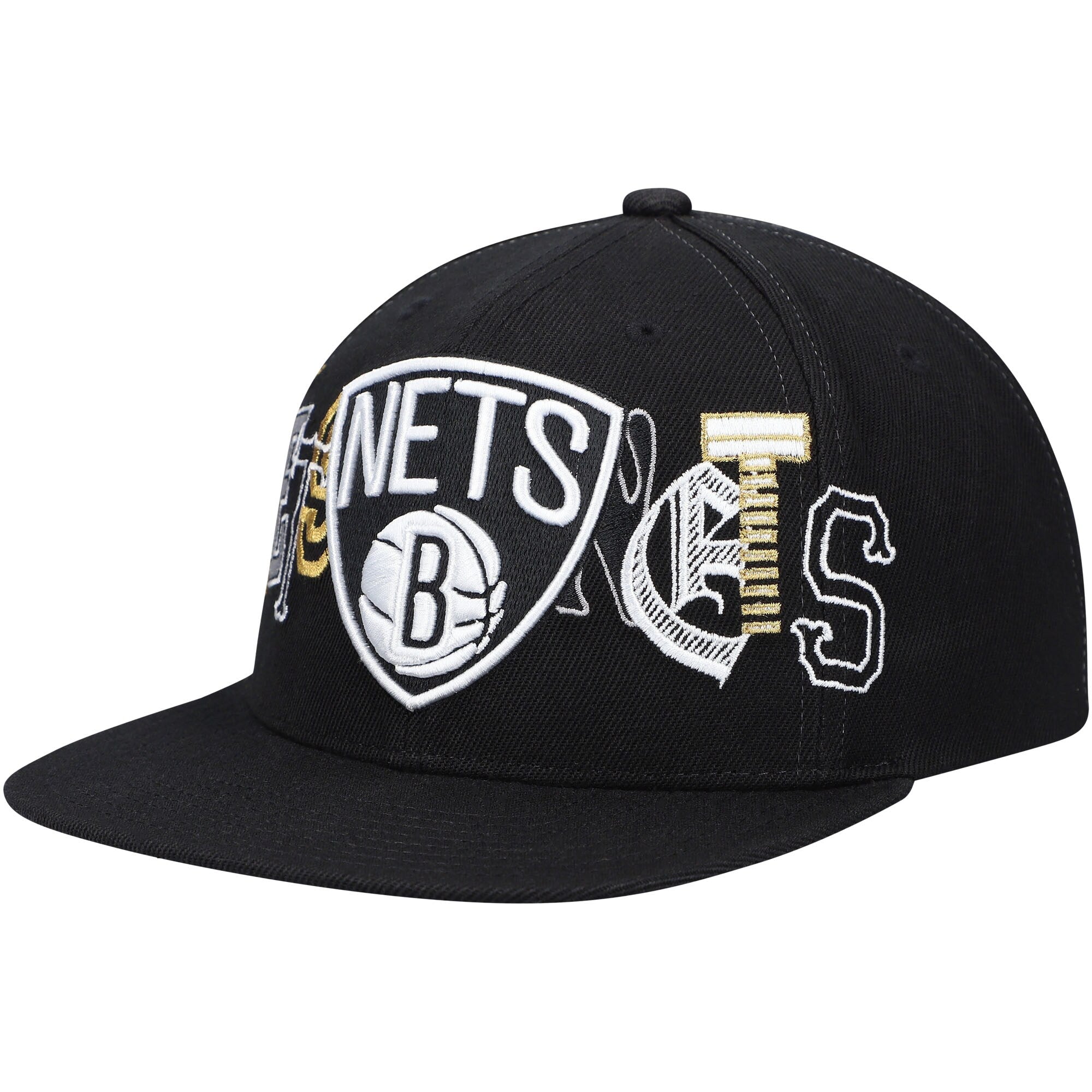 MENS MITCHELL & NESS NBA HYPE TYPE SNAPBACK NETS - BLACK