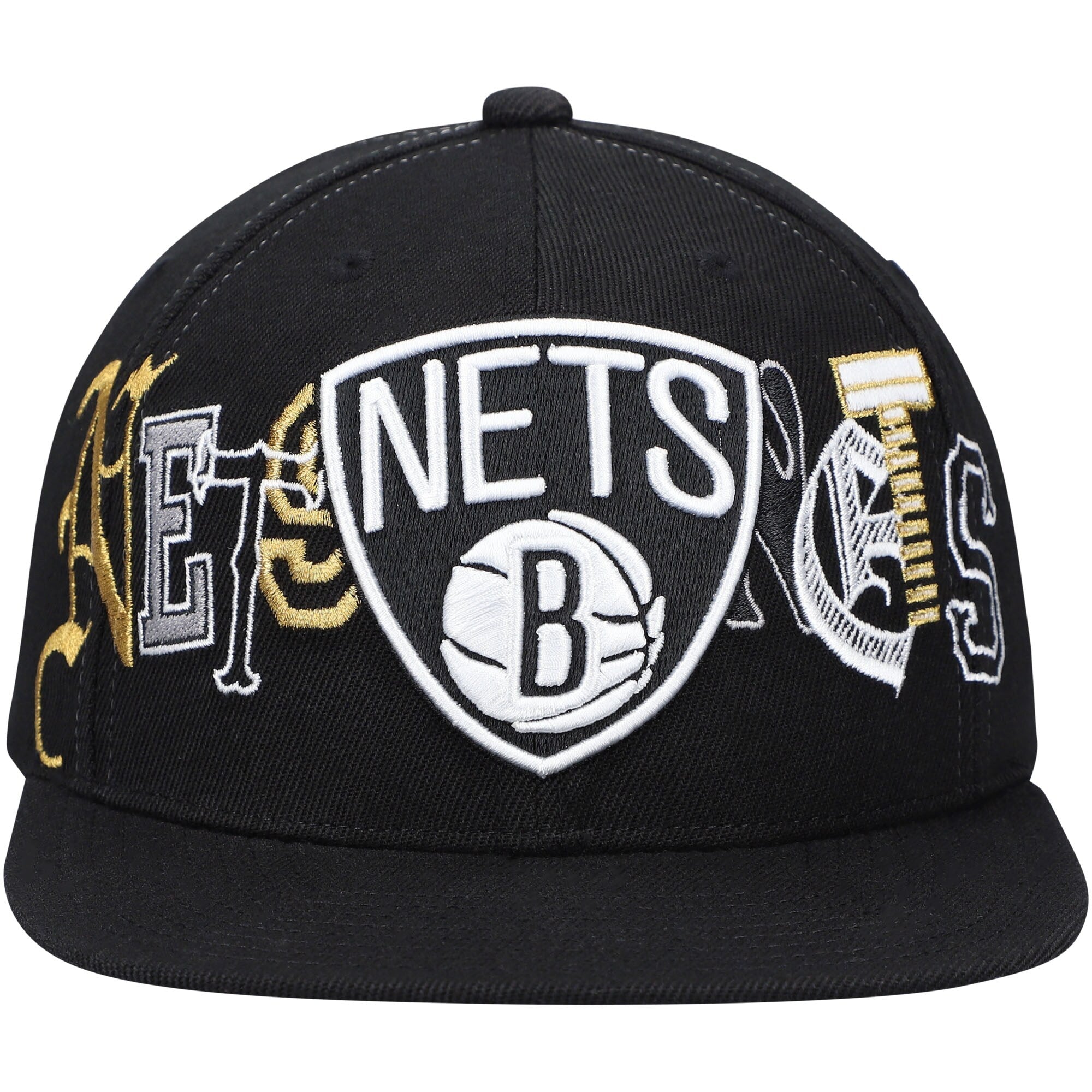 MENS MITCHELL & NESS NBA HYPE TYPE SNAPBACK NETS - BLACK