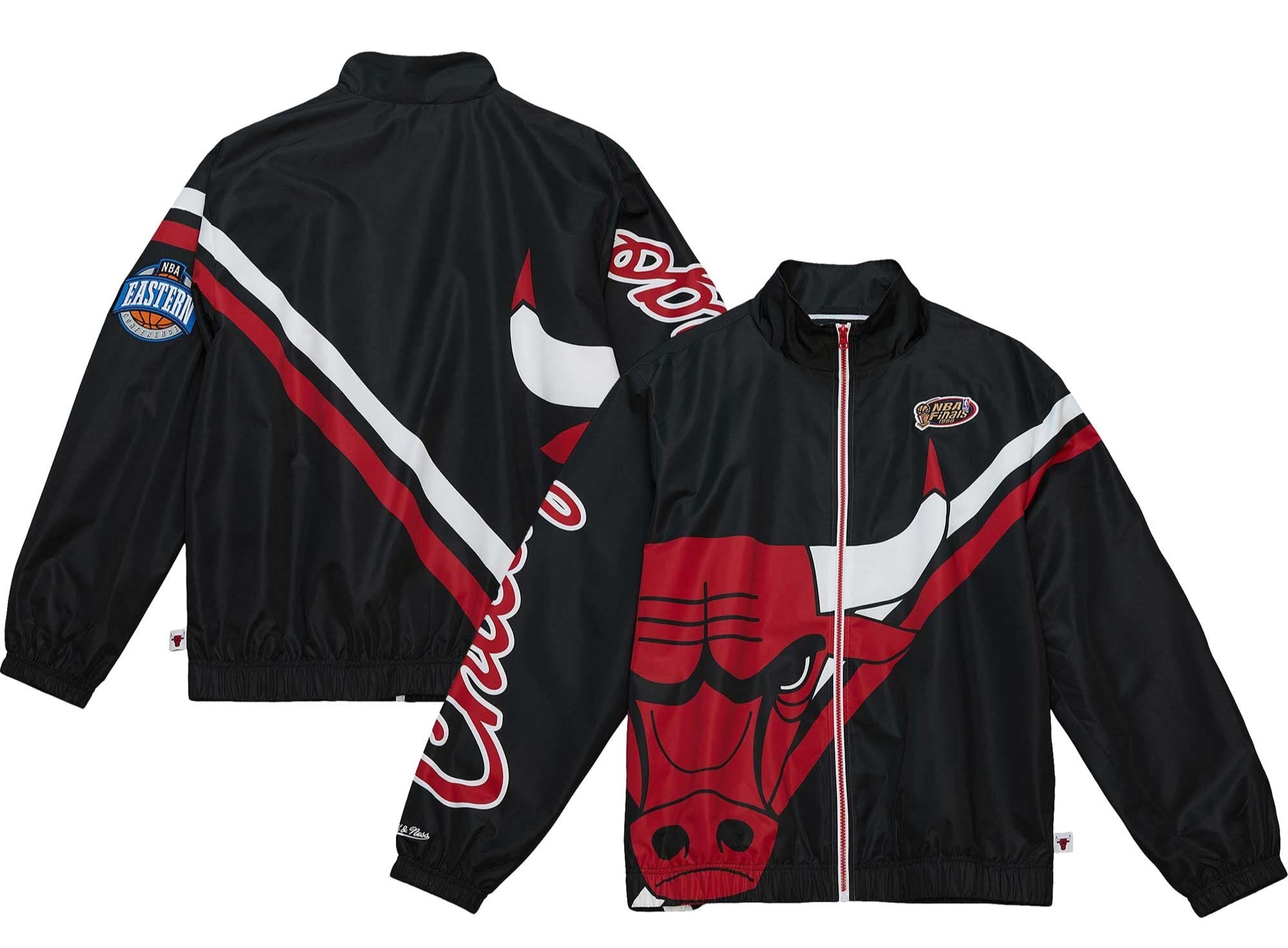 [OJZP4995-CBUYYPPPBLCK] MENS MITCHELL & NESS EXPLODED LOGO WARM UP JACKET BULLS