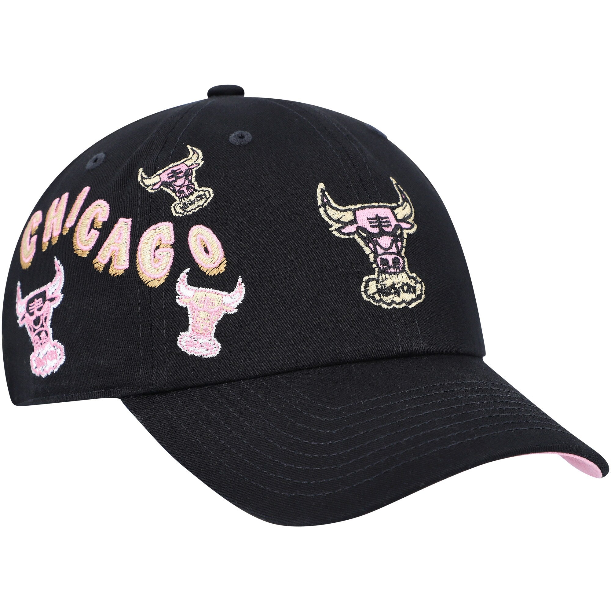 MENS MITCHELL & NESS NBA SIDEWALK SKETCH STRAPBACK HWC BULLS - BLACK