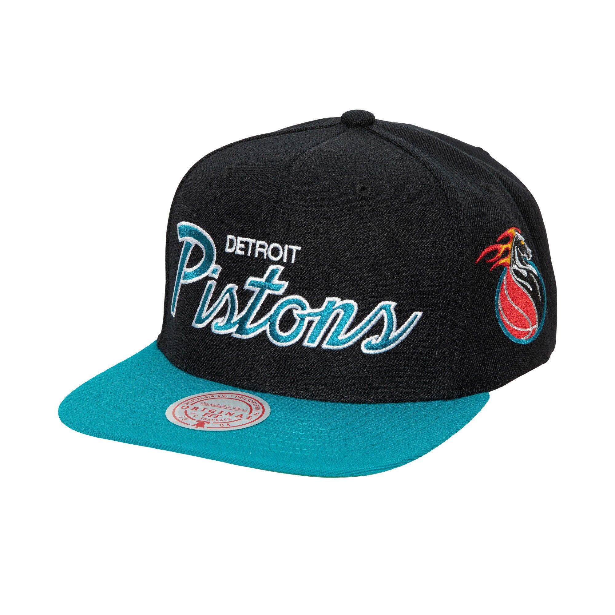 Mens MITCHELL & NESS NBA TEAM SCRIPT 2.0 SNAPBACK HWC PISTONS