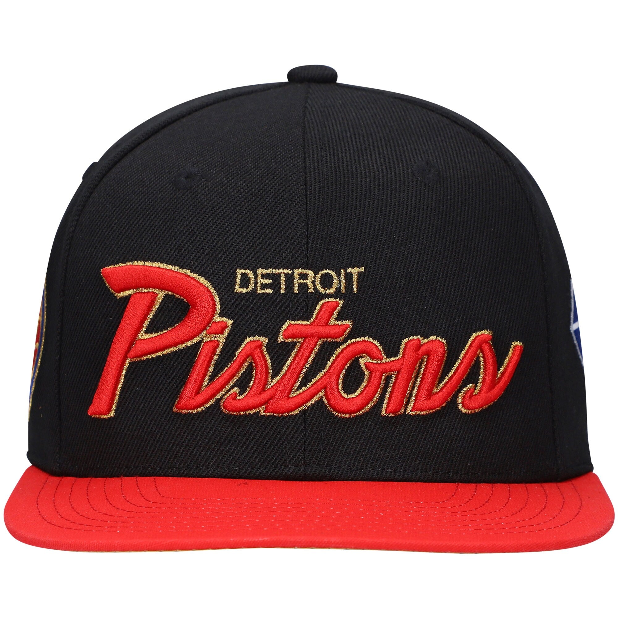 MENS MITCHELL & NESS NBA 75TH GOLD SNAPBACK PISTONS - BLACK