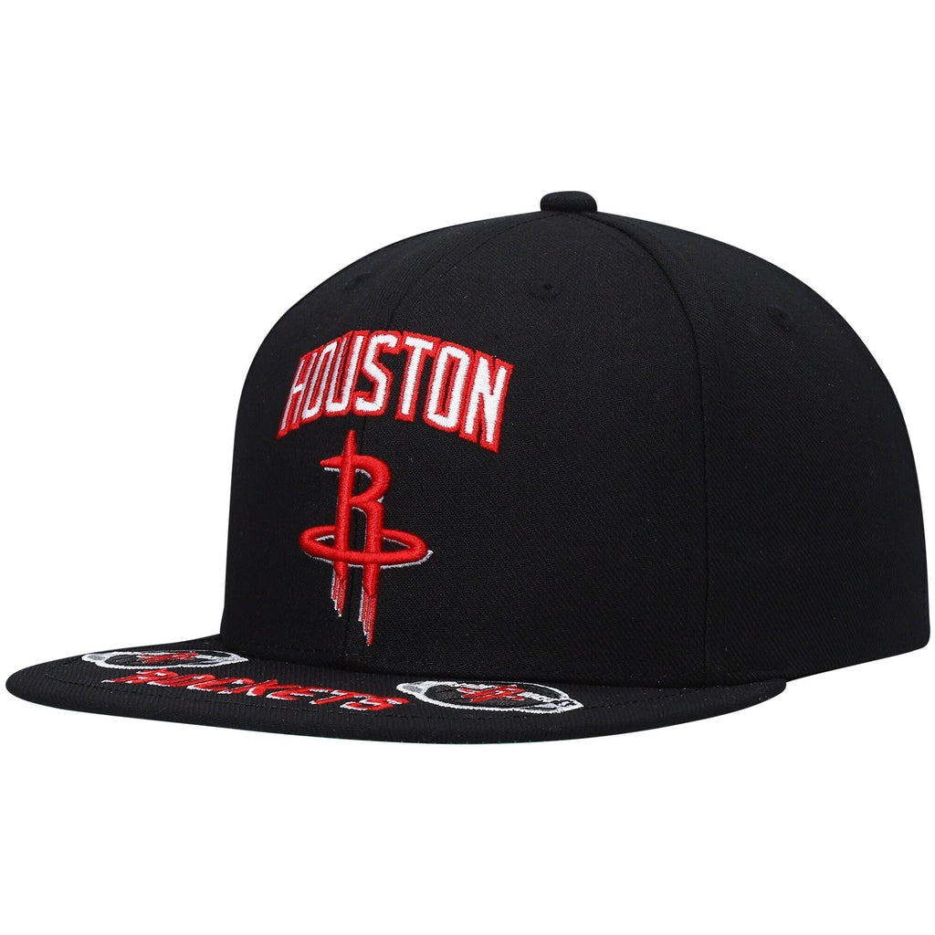 MENS MITCHELL & NESS NBA FRONT LOADED SNAPBACK ROCKETS - BLACK