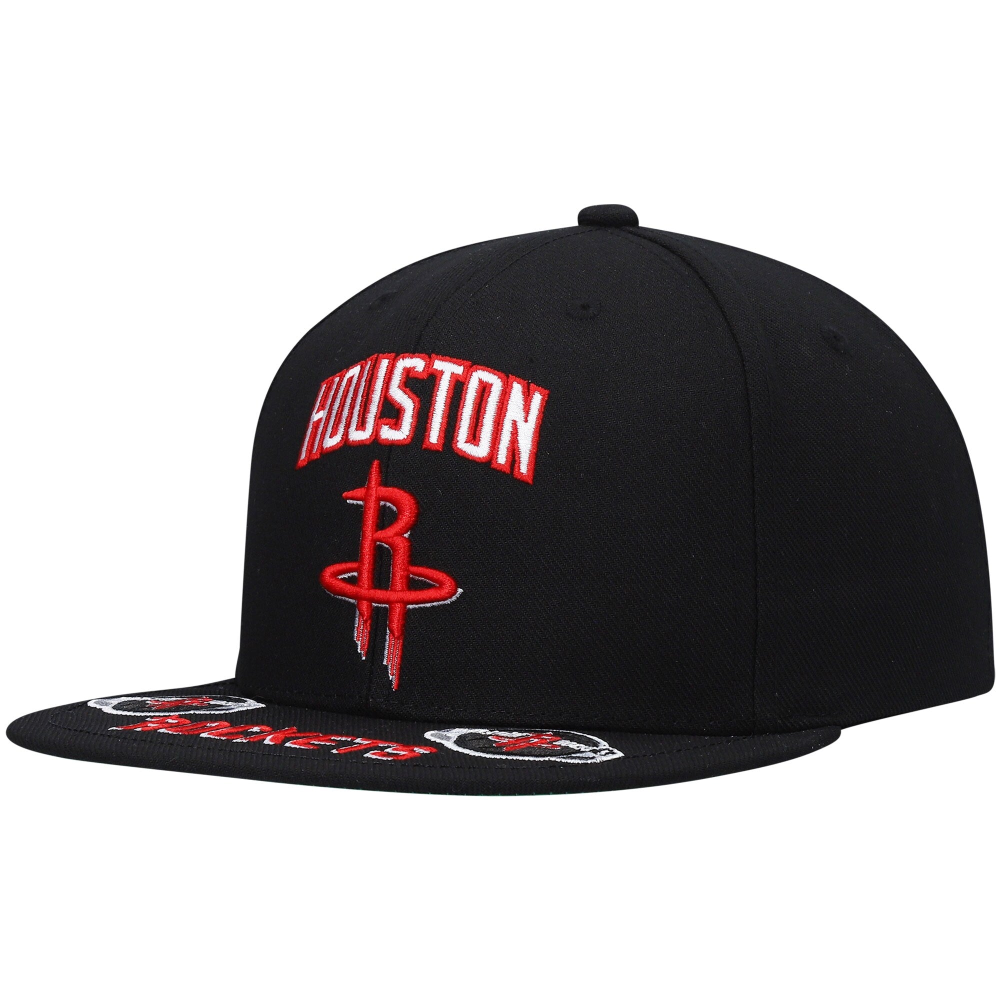 MENS MITCHELL & NESS NBA FRONT LOADED SNAPBACK ROCKETS - BLACK