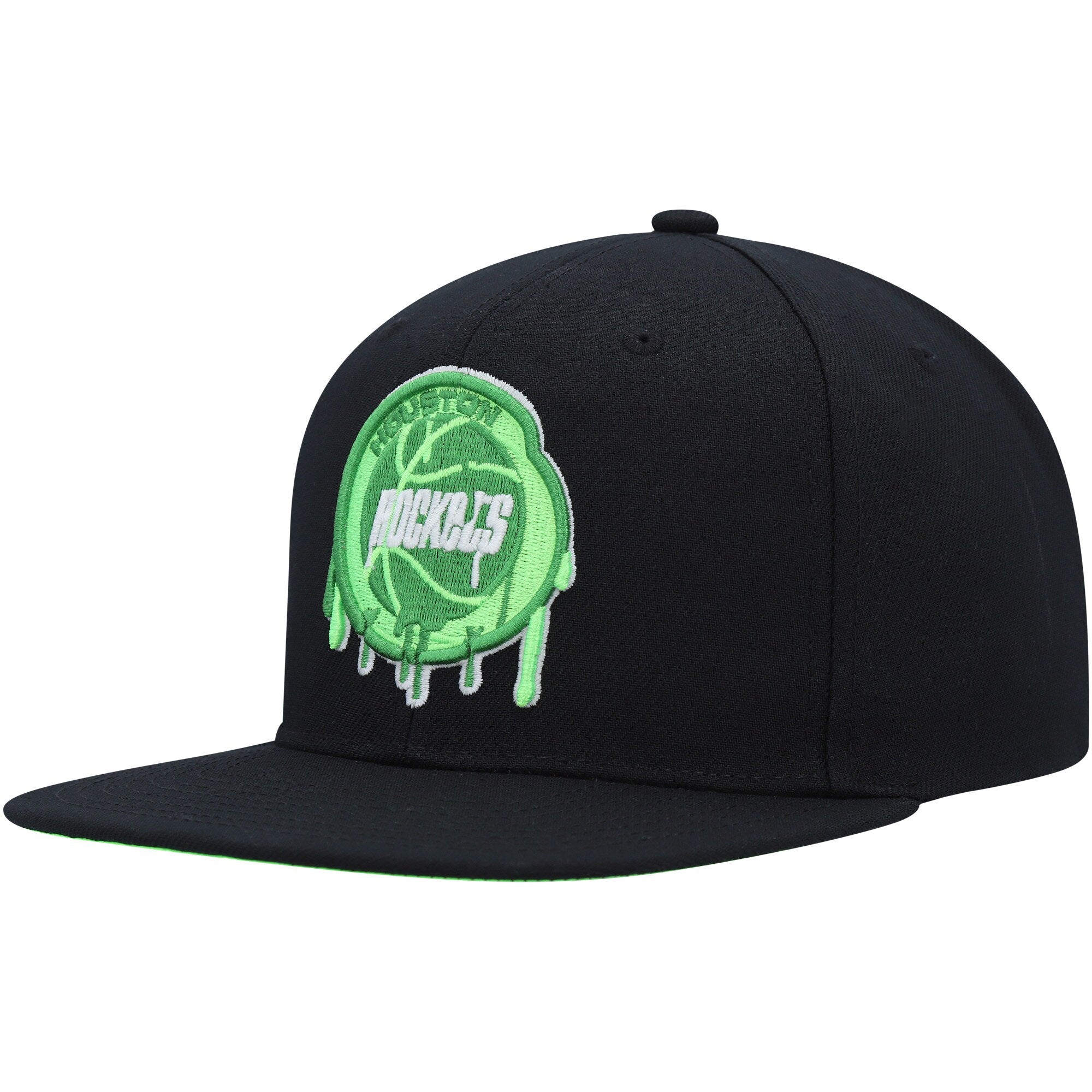 MENS MITCHELL & NESS NBA SLIME DRIP SNAPBACK HWC ROCKETS - BLACK