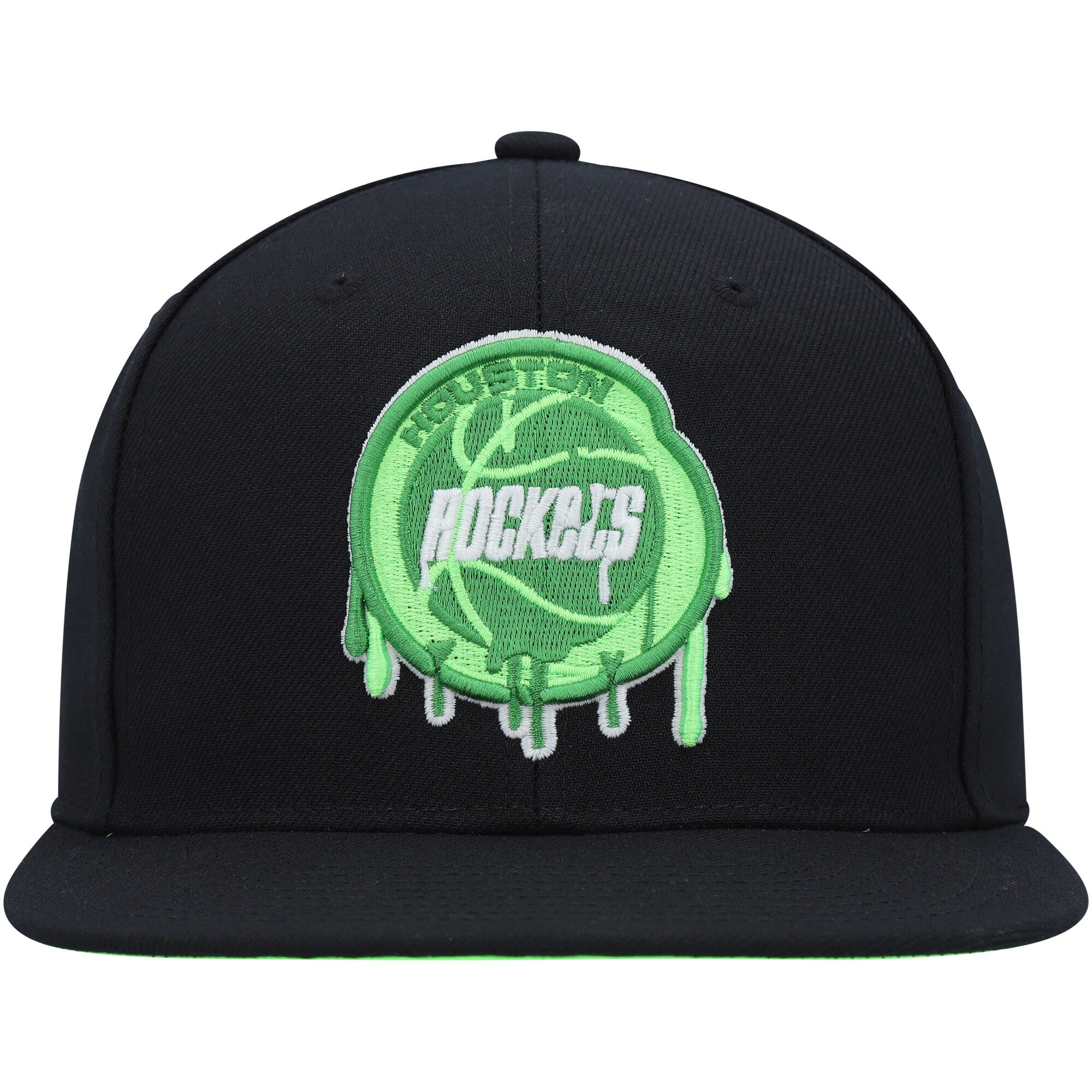 MENS MITCHELL & NESS NBA SLIME DRIP SNAPBACK HWC ROCKETS - BLACK
