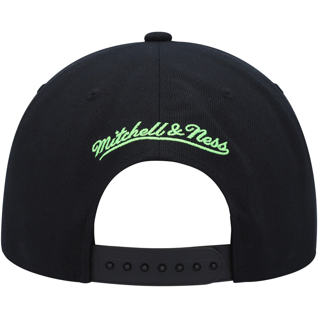 MENS MITCHELL & NESS NBA SLIME DRIP SNAPBACK HWC ROCKETS - BLACK
