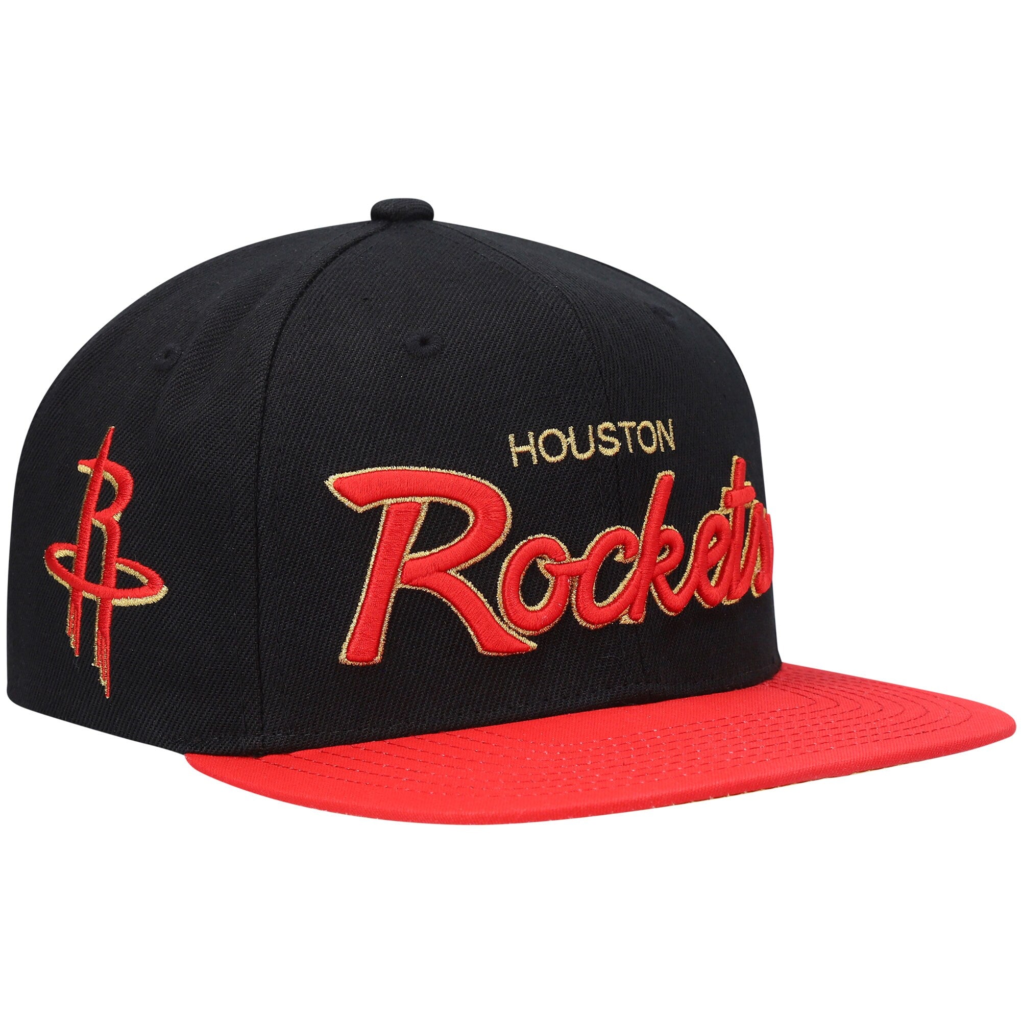 MENS MITCHELL & NESS NBA 75TH GOLD SNAPBACK ROCKETS - BLACK
