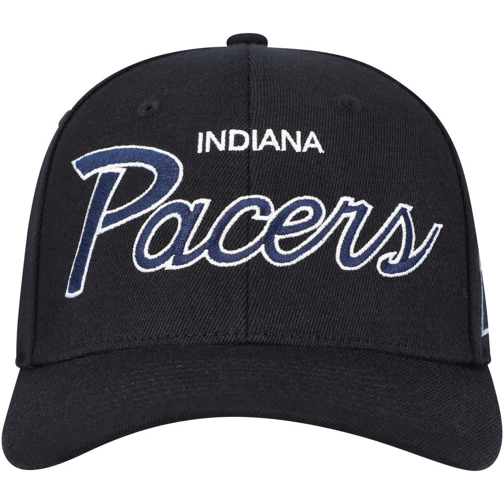 MENS MITCHELL & NESS NBA TEAM SCRIPT 2.0 STRETCH SNAPBACK PACERS
