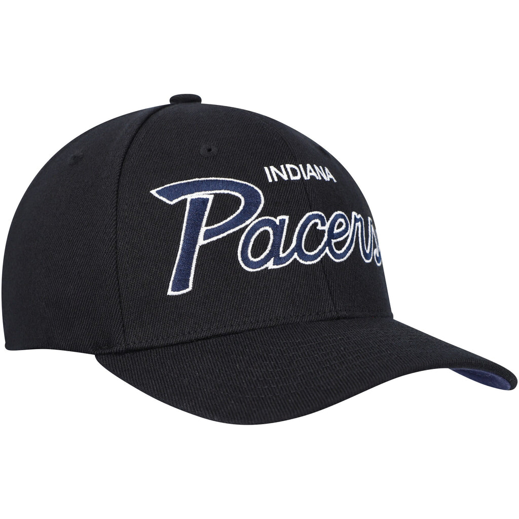 MENS MITCHELL & NESS NBA TEAM SCRIPT 2.0 STRETCH SNAPBACK PACERS