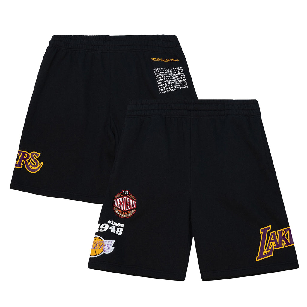 MENS MITCHELL & NESS NBA TEAM ORIGINS FLEECE SHORTS LAKERS