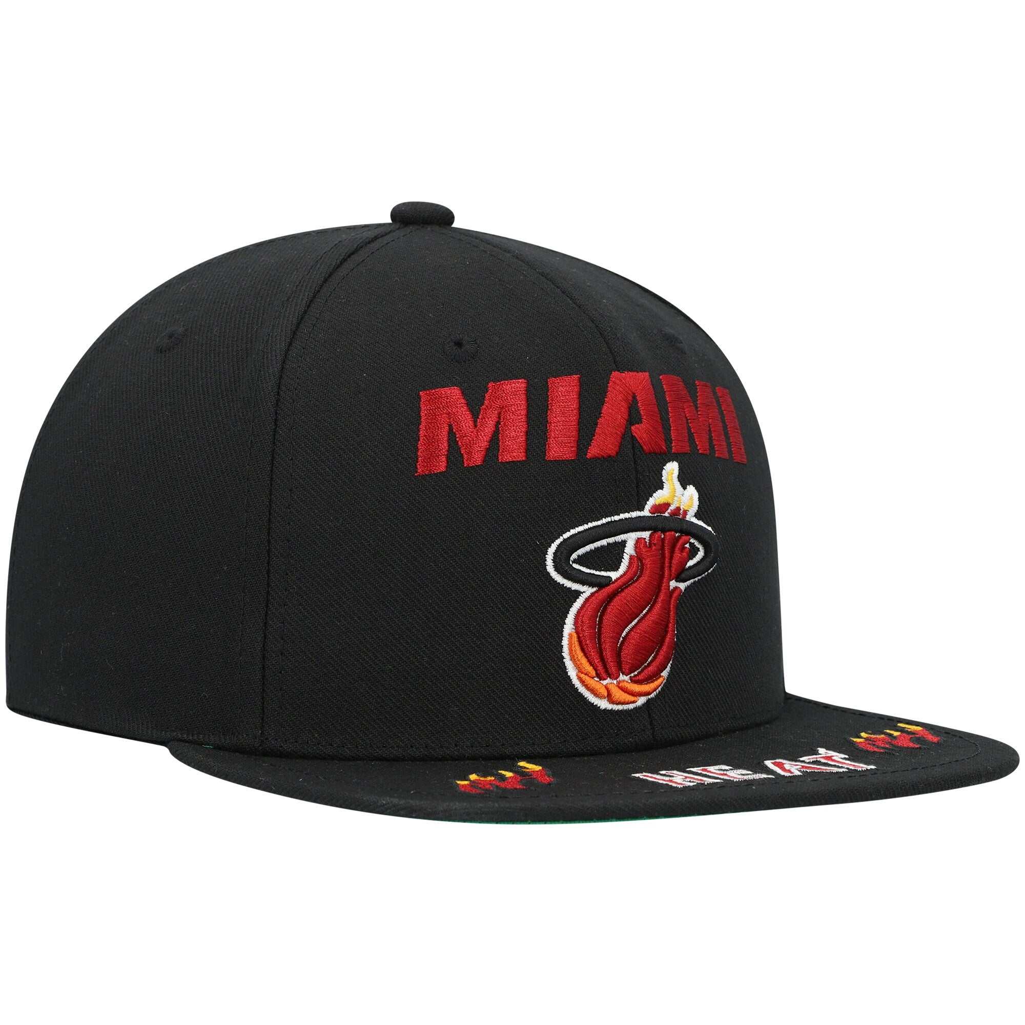 MENS MITCHELL & NESS NBA FRONT LOADED SNAPBACK HWC HEAT - BLACK