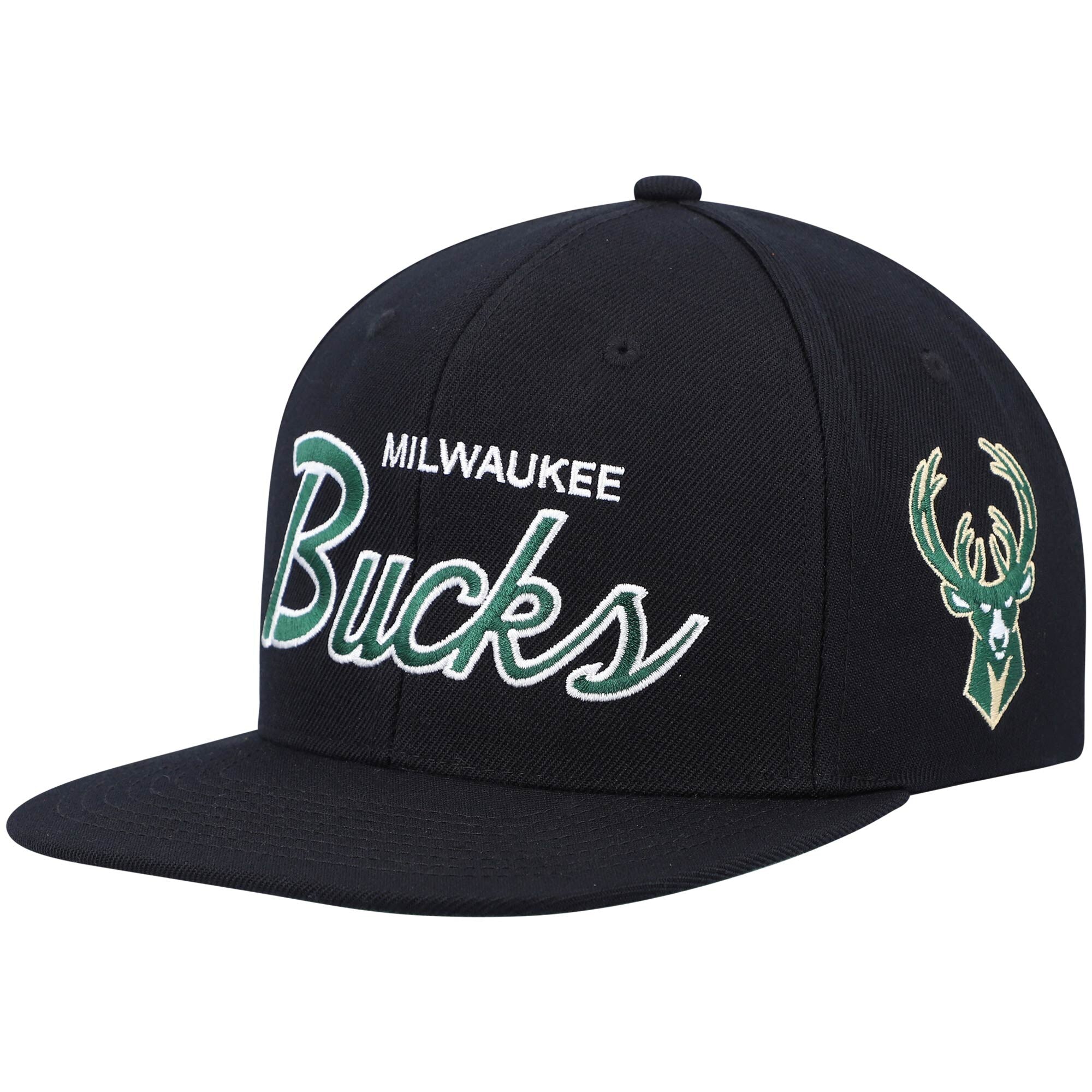 MENS MITCHELL & NESS NBA TEAM SCRIPT 2.0 SNAPBACK BUCKS