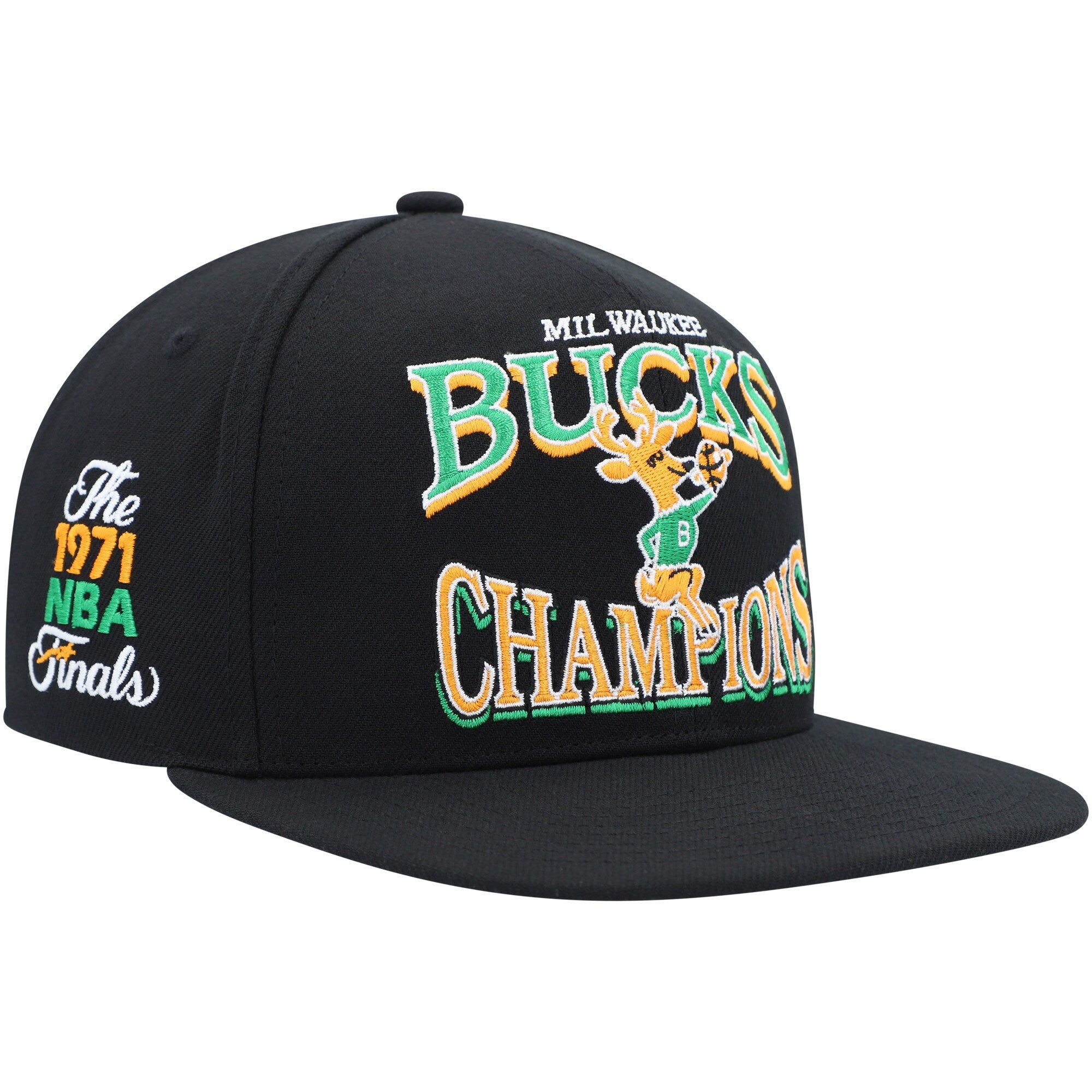 MENS MITCHELL & NESS NBA CHAMPIONS ERA SNAPBACK HWC BUCKS - BLACK