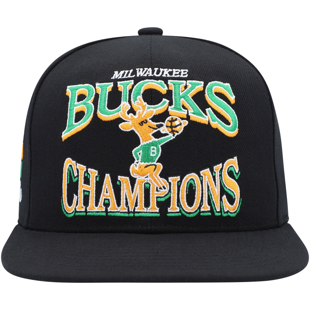 MENS MITCHELL & NESS NBA CHAMPIONS ERA SNAPBACK HWC BUCKS - BLACK