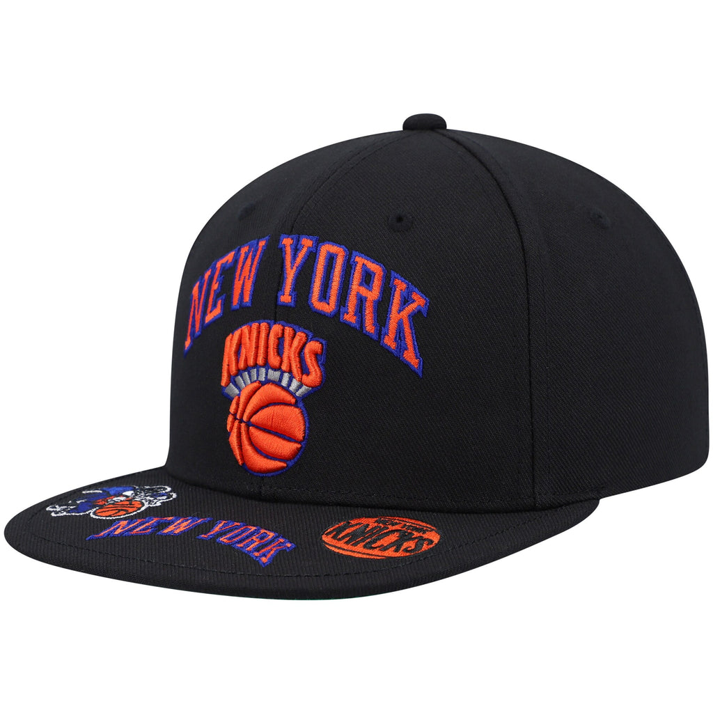 MENS MITCHELL & NESS NBA FRONT LOADED SNAPBACK HWC KNICKS - BLACK