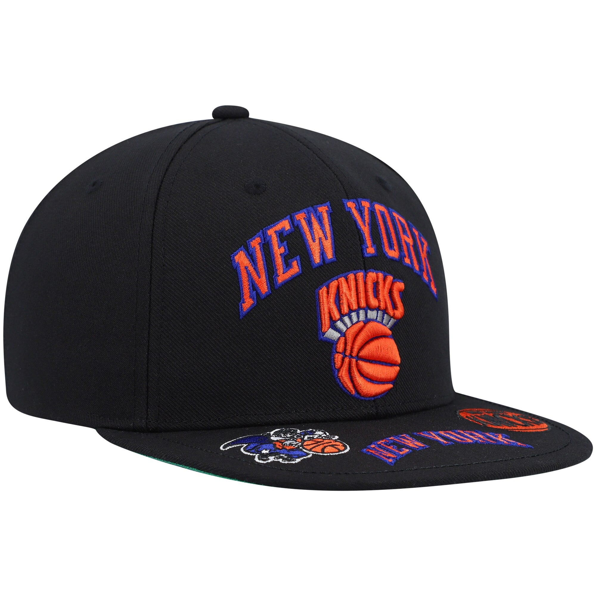 MENS MITCHELL & NESS NBA FRONT LOADED SNAPBACK HWC KNICKS - BLACK