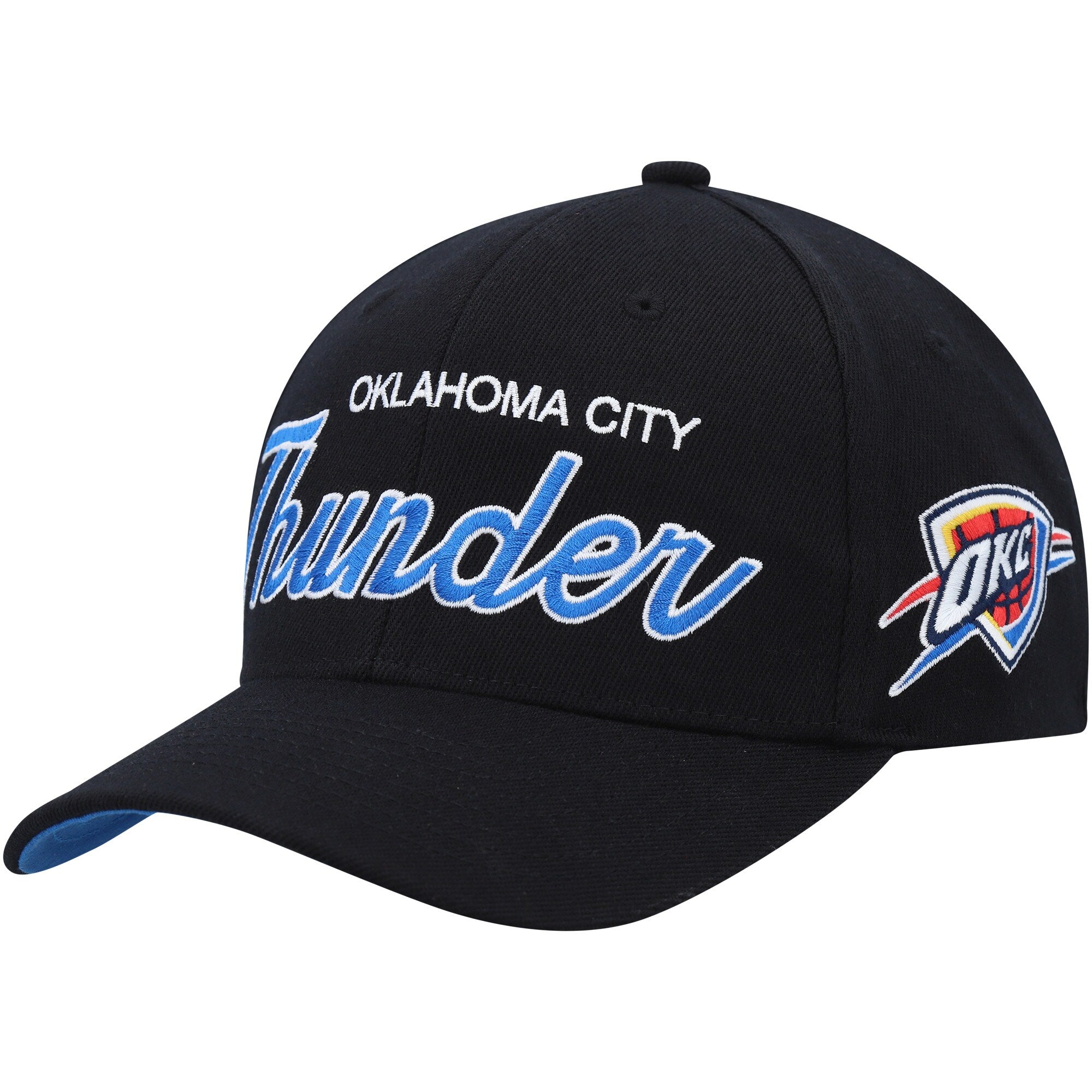 Mens Mitchell & Ness NBA TEAM SCRIPT 2.0 STRETCH SNAPBACK THUNDER