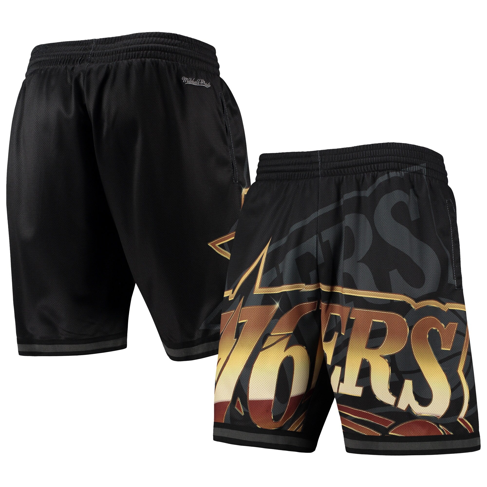 MENS MITCHELL & NESS NBA BIG FACE 4.0 FASHION SHORTS 76ERS