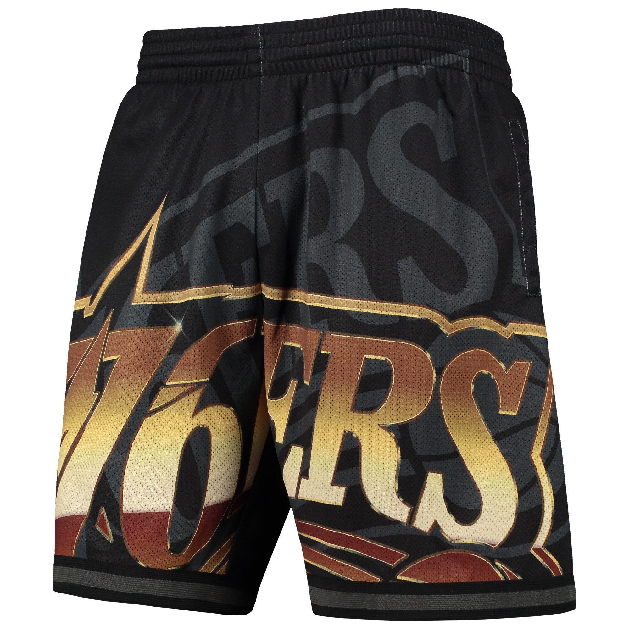 MENS MITCHELL & NESS NBA BIG FACE 4.0 FASHION SHORTS 76ERS