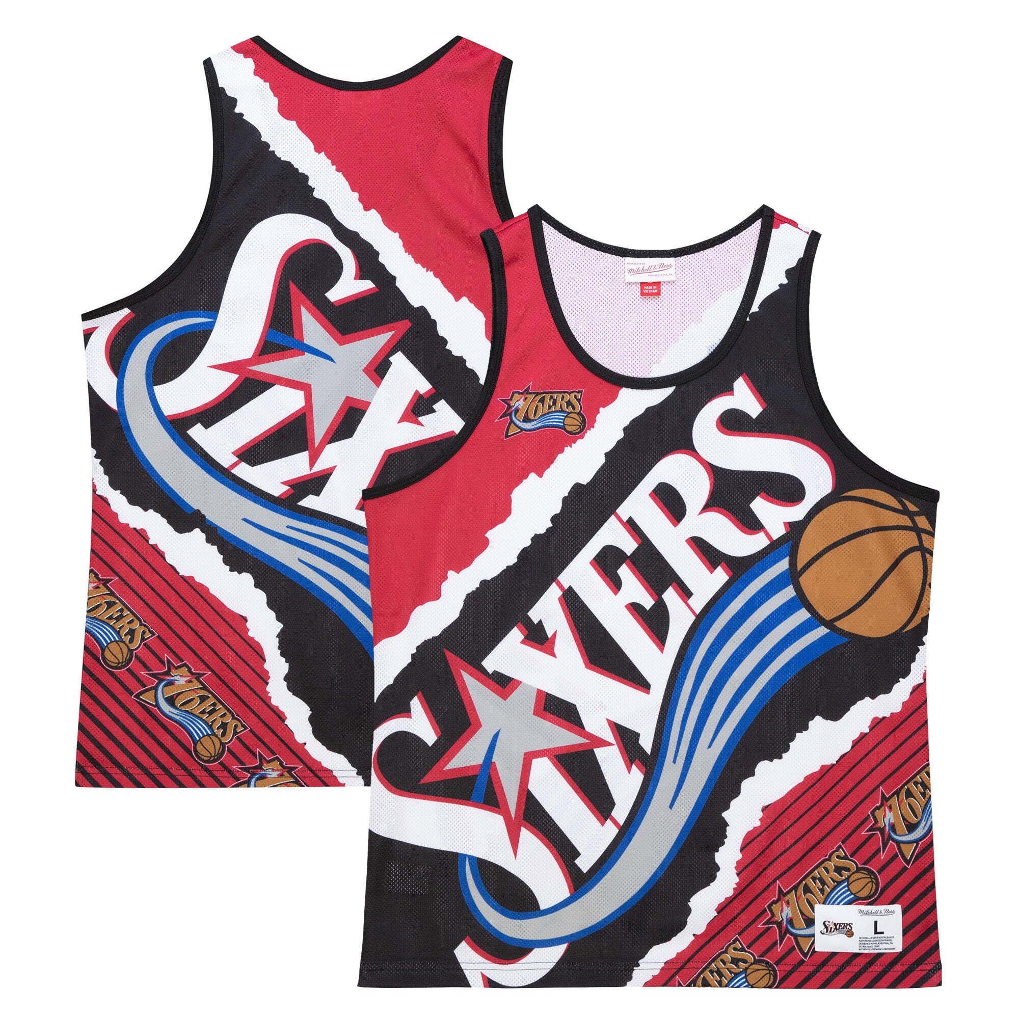 [TMTK1232-P76YYPPPBKRD] MENS MITCHELL & NESS JUMBOTRON 2.0 SUBLIMATED TANK 76ERS