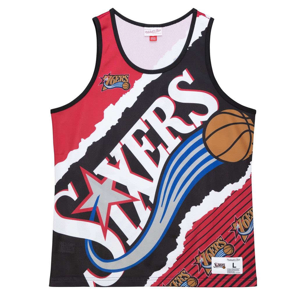 [TMTK1232-P76YYPPPBKRD] MENS MITCHELL & NESS JUMBOTRON 2.0 SUBLIMATED TANK 76ERS