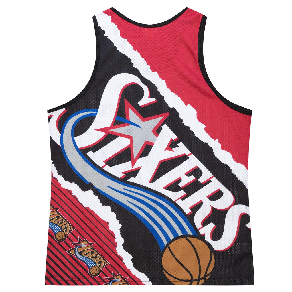 [TMTK1232-P76YYPPPBKRD] MENS MITCHELL & NESS JUMBOTRON 2.0 SUBLIMATED TANK 76ERS