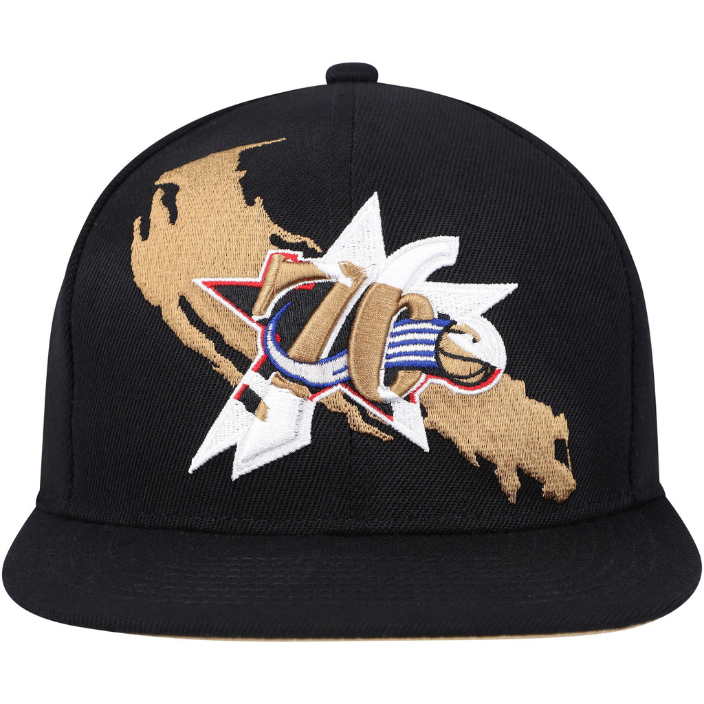 MENS MITCHELL & NESS NBA PAINT BY NUMBER SNAPBACK HWC 76ERS - BLACK