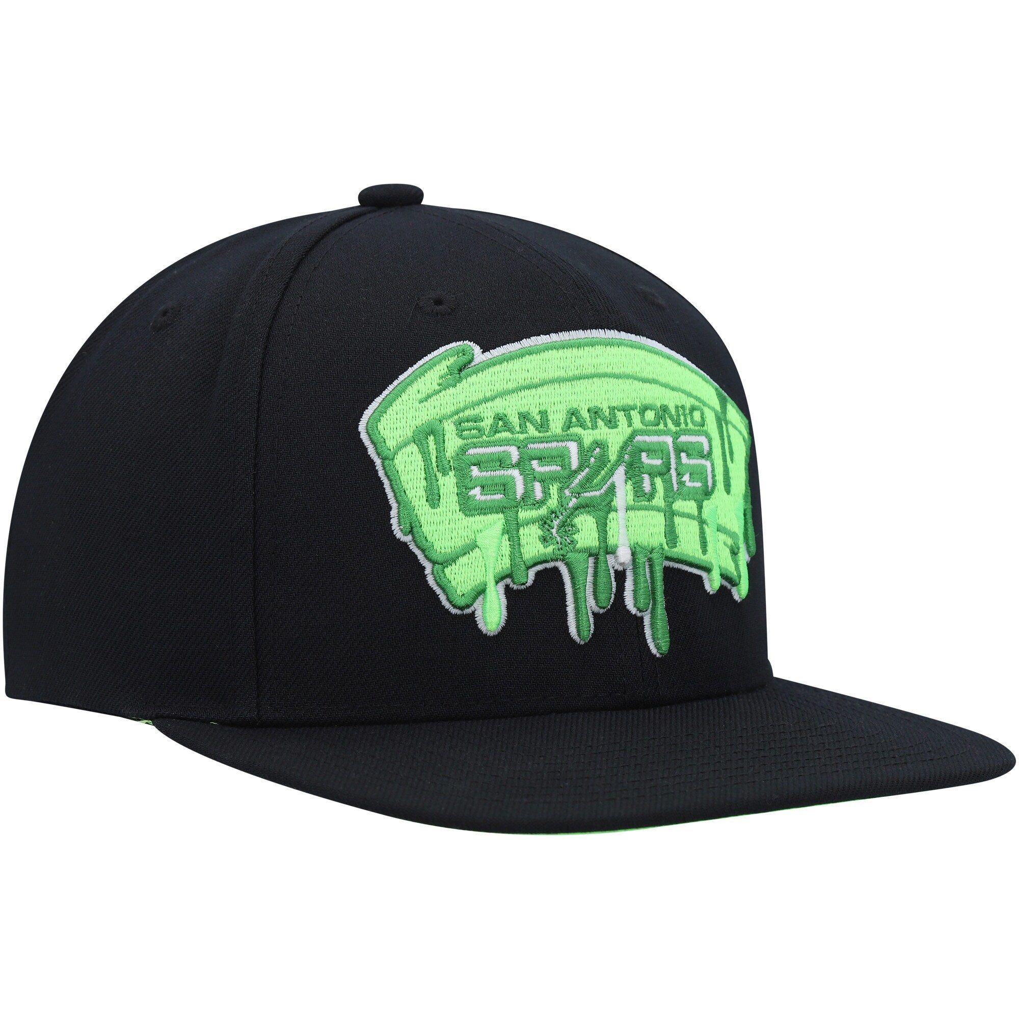 MENS MITCHELL & NESS NBA SLIME DRIP SNAPBACK HWC SPURS - BLACK
